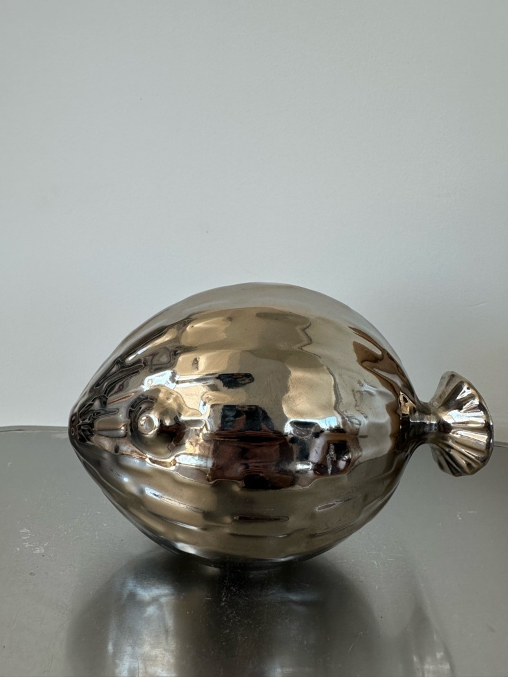 Jonathan Adler Silver Ceramic Fish Accent Sculpture - Decorative Home Accent